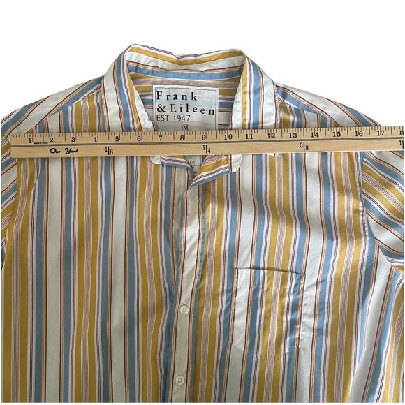 Frank & Eileen Gold Striped Multicolored Eileen Button Up Shirt Size M - Picture 9 of 13